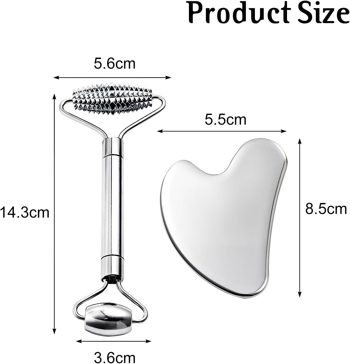 Stainless Steel Gua Sha & Face Roller for Face & Jawline Sculpting