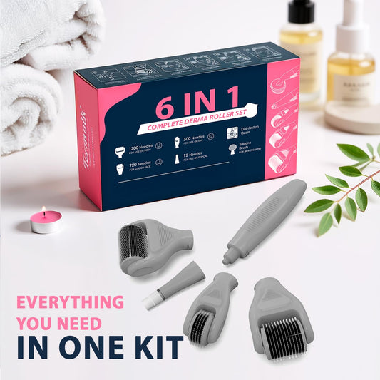 6-in-1 Titanium Derma Roller Kit for Face & Body