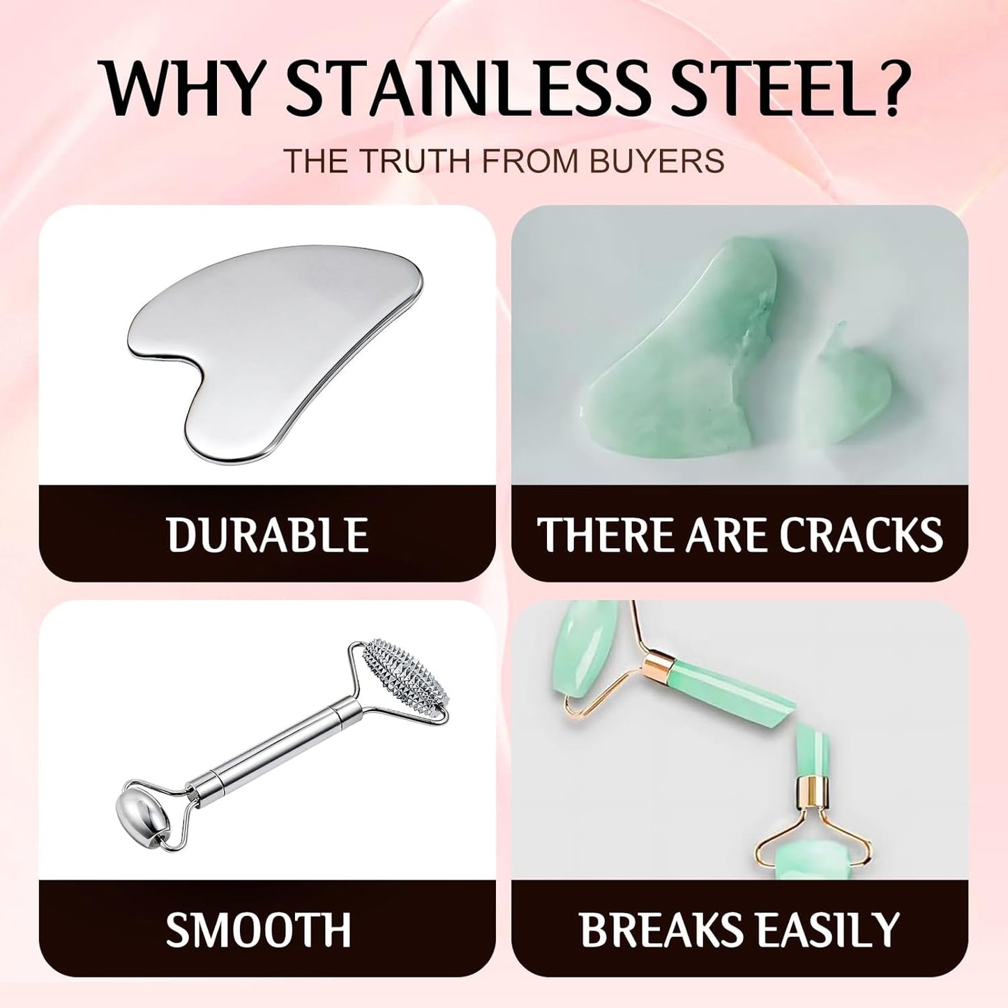 Stainless Steel Gua Sha & Face Roller for Face & Jawline Sculpting