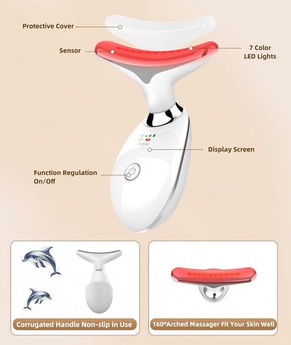 LED Lymphatic Drainage Face & Neck Massager | 7-Color Light Therapy