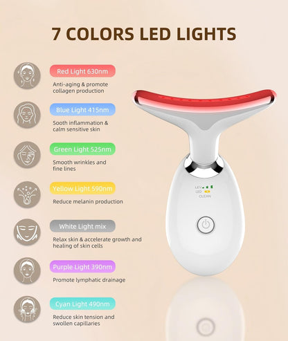 LED Lymphatic Drainage Face & Neck Massager | 7-Color Light Therapy
