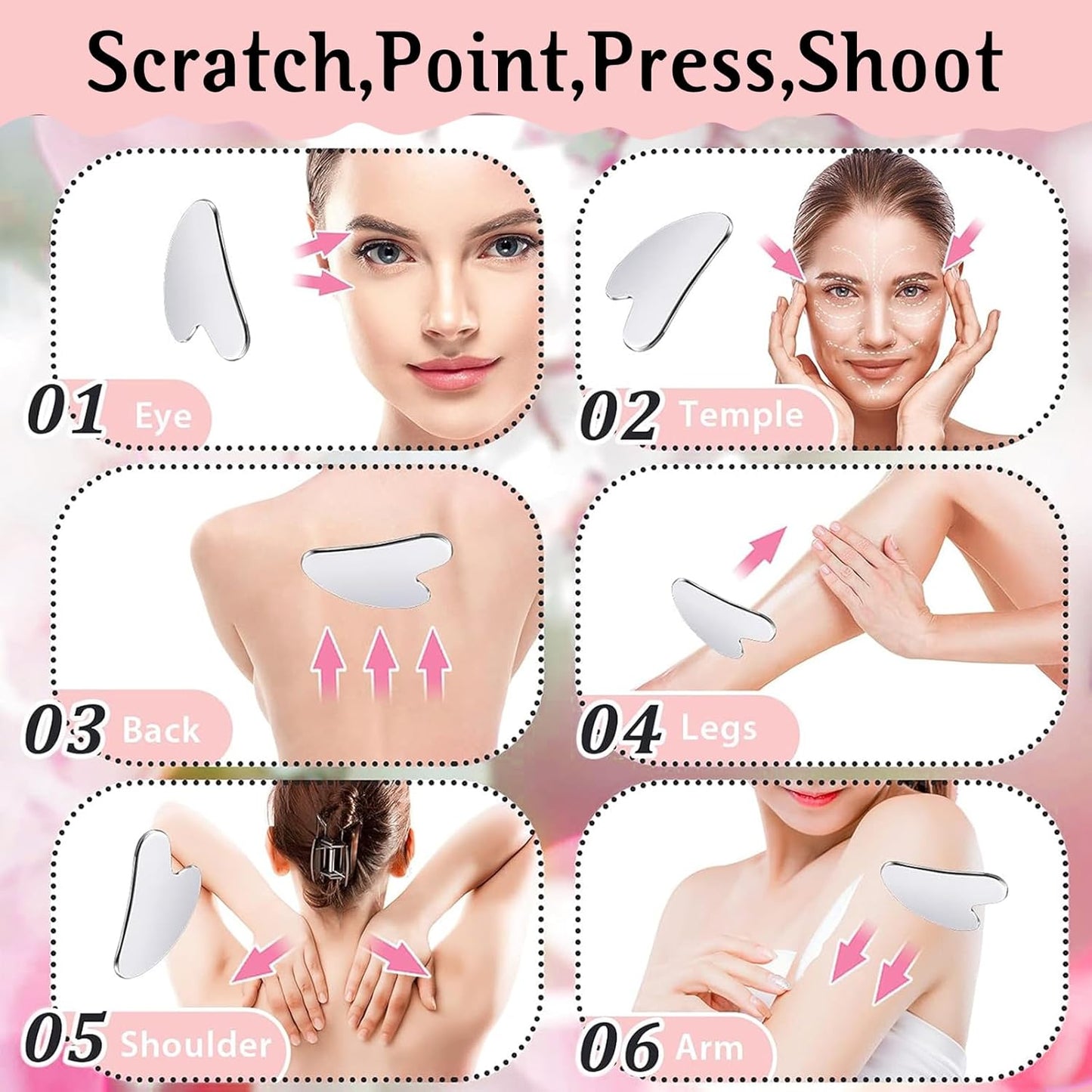 Stainless Steel Gua Sha & Face Roller for Face & Jawline Sculpting