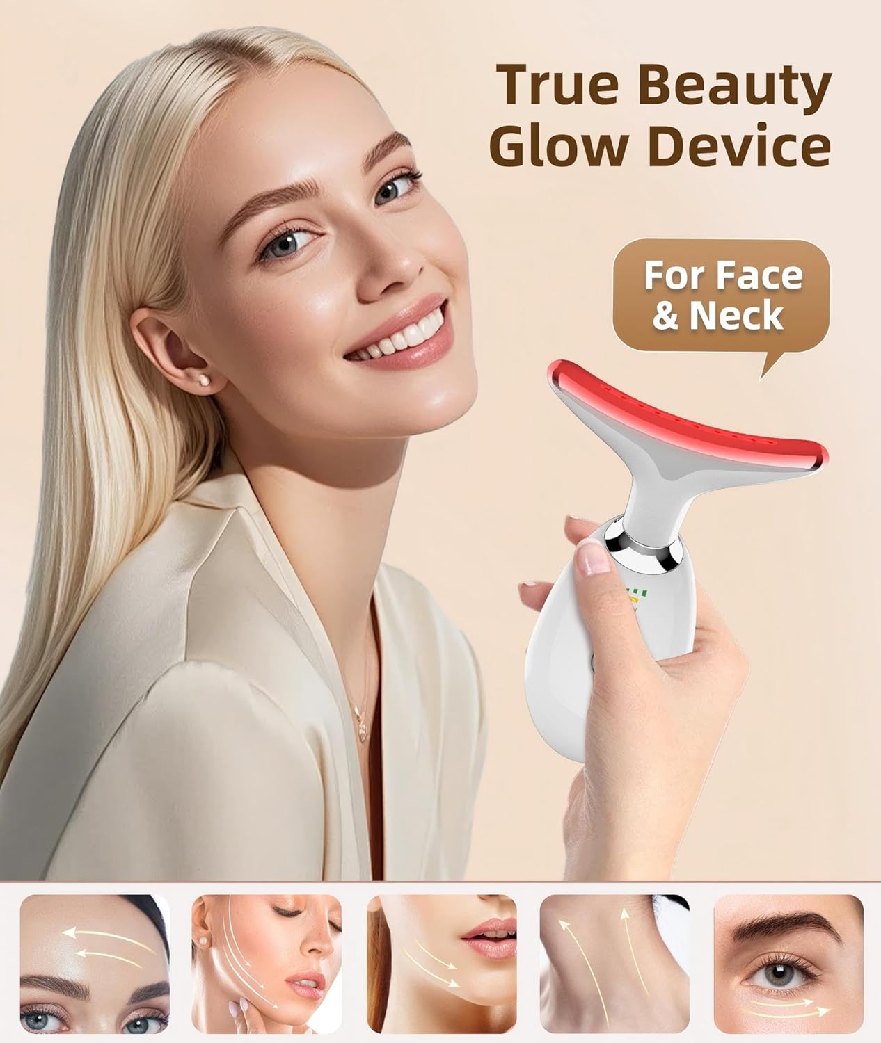 LED Lymphatic Drainage Face & Neck Massager | 7-Color Light Therapy