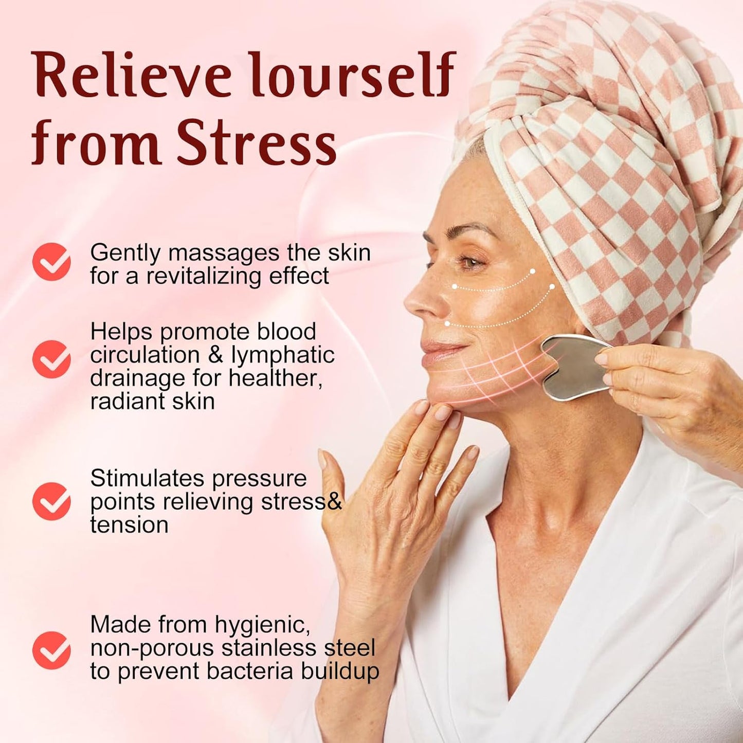 Stainless Steel Gua Sha & Face Roller for Face & Jawline Sculpting