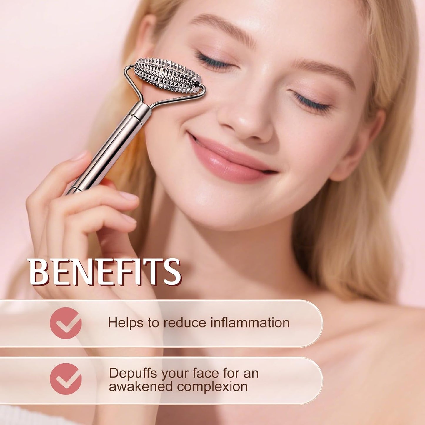 Stainless Steel Gua Sha & Face Roller for Face & Jawline Sculpting