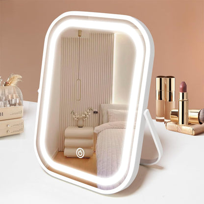 Portable LED Vanity Mirror with Lights – Tabletop Folding Design
