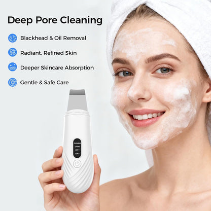 Ultrasonic Face Scrubber Spatula – Blackhead Extractor & Deep Pore Cleaner | 4 Modes Facial Tool
