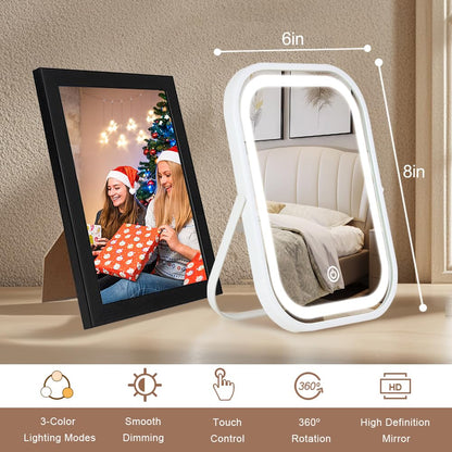 Portable LED Vanity Mirror with Lights – Tabletop Folding Design