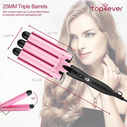 3-Barrel Curling Iron – Hair Waver for Beach Waves