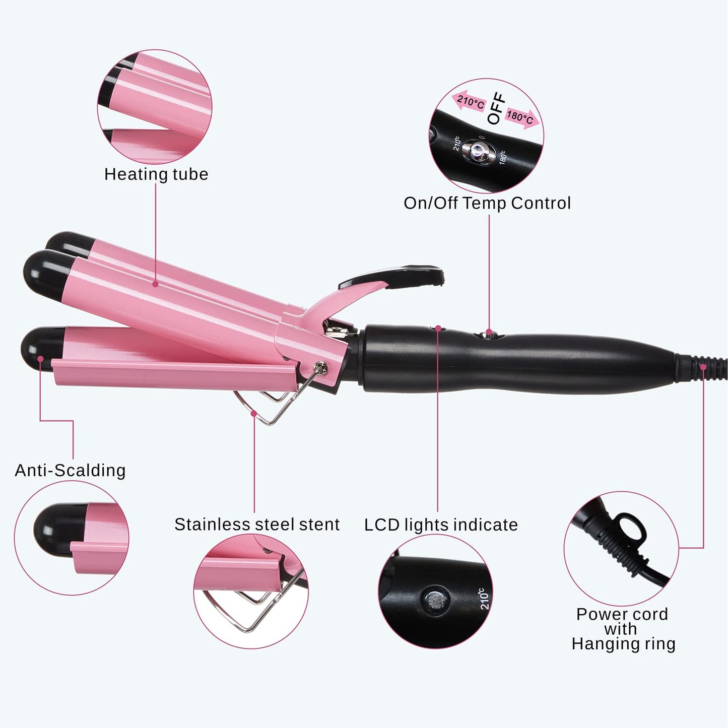 3-Barrel Curling Iron – Hair Waver for Beach Waves