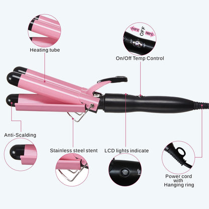 3-Barrel Curling Iron – Hair Waver for Beach Waves