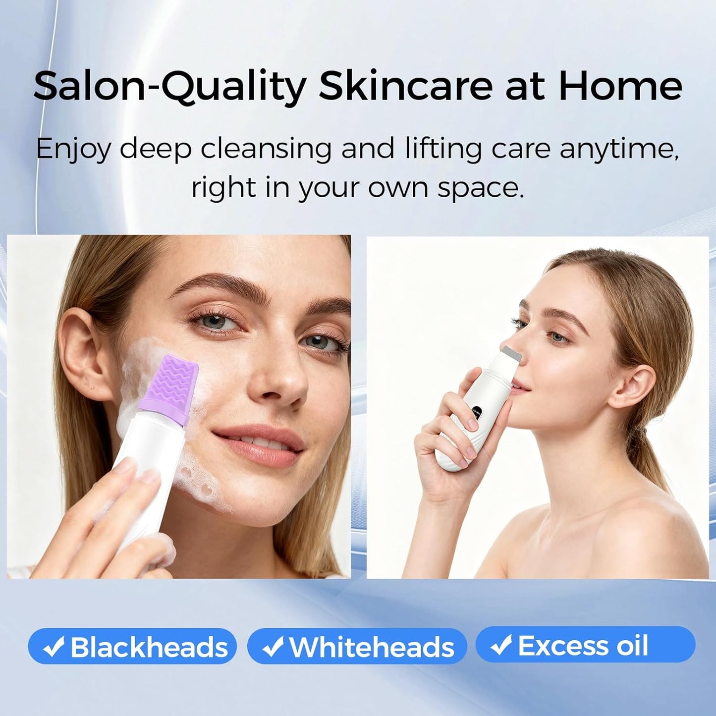Ultrasonic Face Scrubber Spatula – Blackhead Extractor & Deep Pore Cleaner | 4 Modes Facial Tool