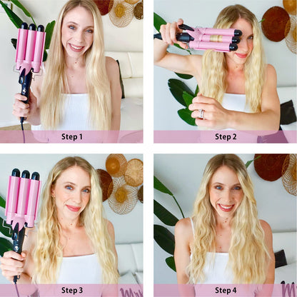 3-Barrel Curling Iron – Hair Waver for Beach Waves