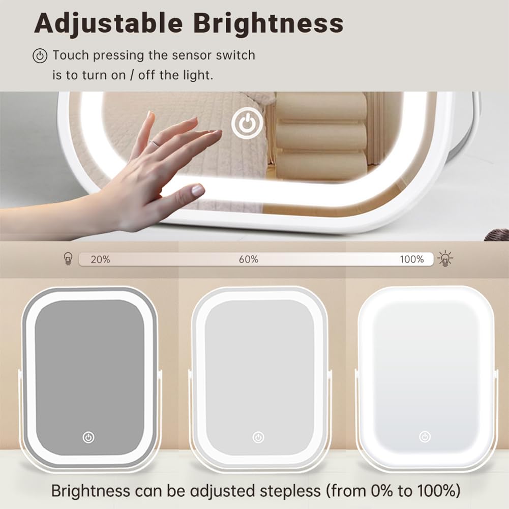 Portable LED Vanity Mirror with Lights – Tabletop Folding Design