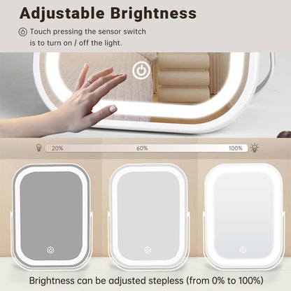 Portable LED Vanity Mirror with Lights – Tabletop Folding Design