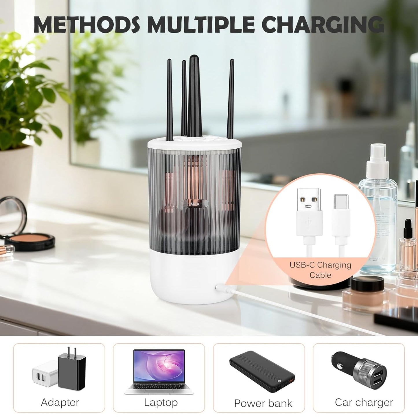 Electric Makeup Brush Cleaner with 4 Timers – Automatic Cleanser for All Brushes