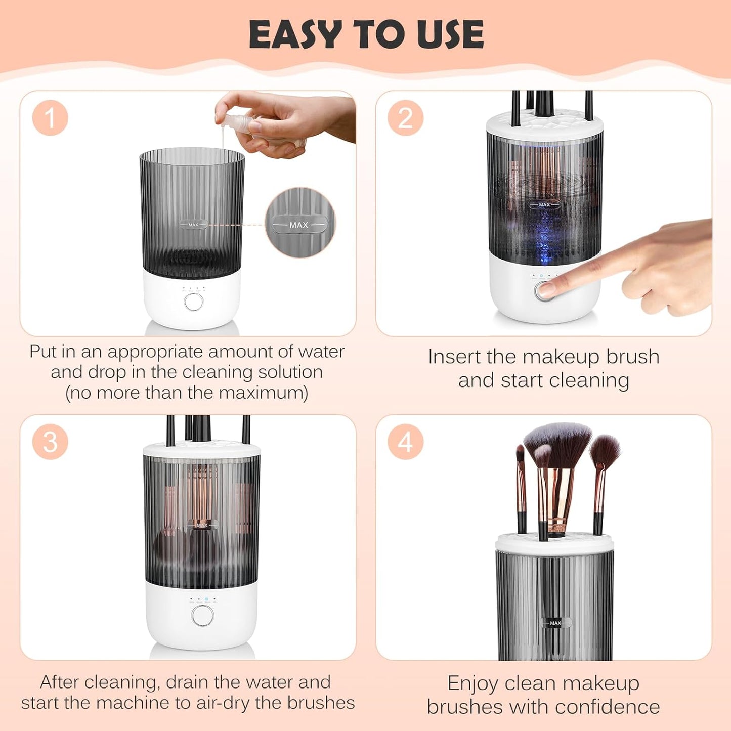 Electric Makeup Brush Cleaner with 4 Timers – Automatic Cleanser for All Brushes