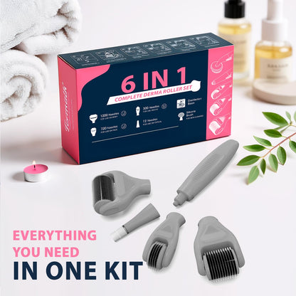 6-in-1 Titanium Derma Roller Kit for Face & Body