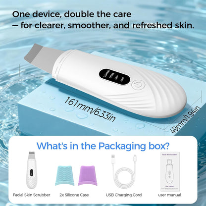 Ultrasonic Face Scrubber Spatula – Blackhead Extractor & Deep Pore Cleaner | 4 Modes Facial Tool