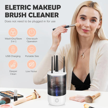 Electric Makeup Brush Cleaner with 4 Timers – Automatic Cleanser for All Brushes